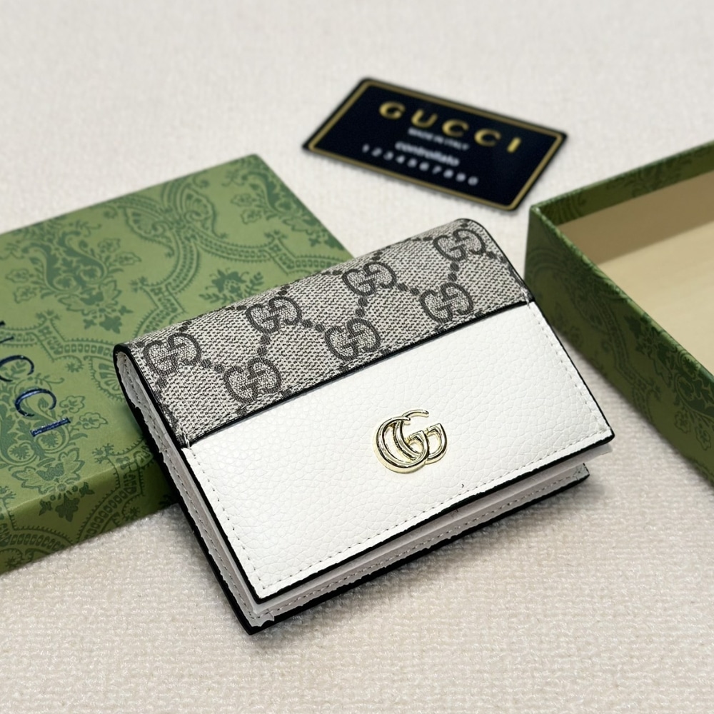 Gucci Bi Color Gg Marmont Small Wallet Beige And White 11cm 658610 17wag 9096 - 画像 (2)