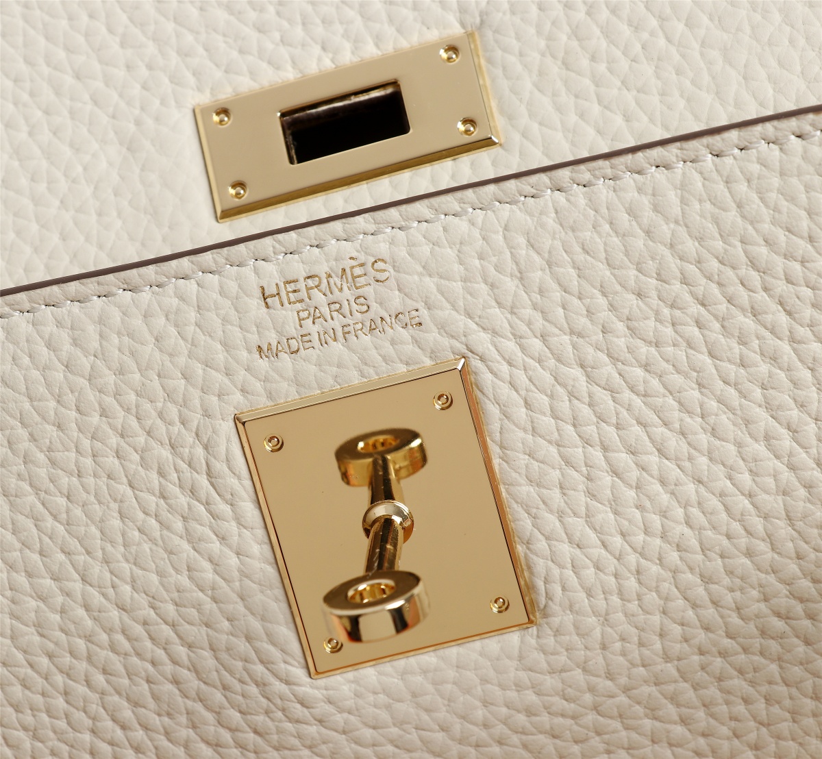 Hermes Kelly White Sellier Rouge Epsom Gold Hardware 25Cm - 画像 (3)
