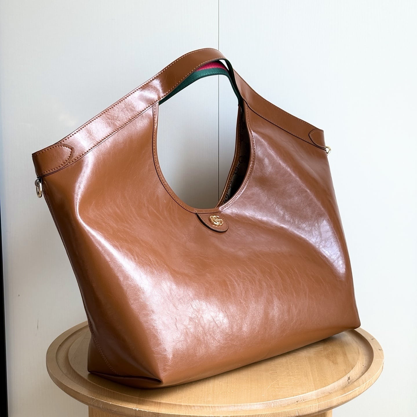 Gucci Giglio Large Tote Bag Dark Brown Leather 60Cm 853971 AAF2H 7645 - 画像 (5)