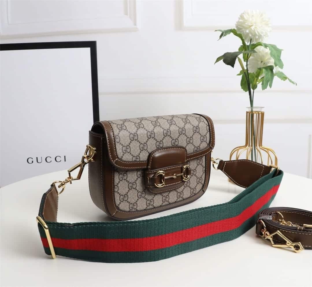 Gucci Horsebit 1955 Small GG Supreme Shoulder Bag Brown 20cm 658574 HUHHG 8565 - 画像 (3)