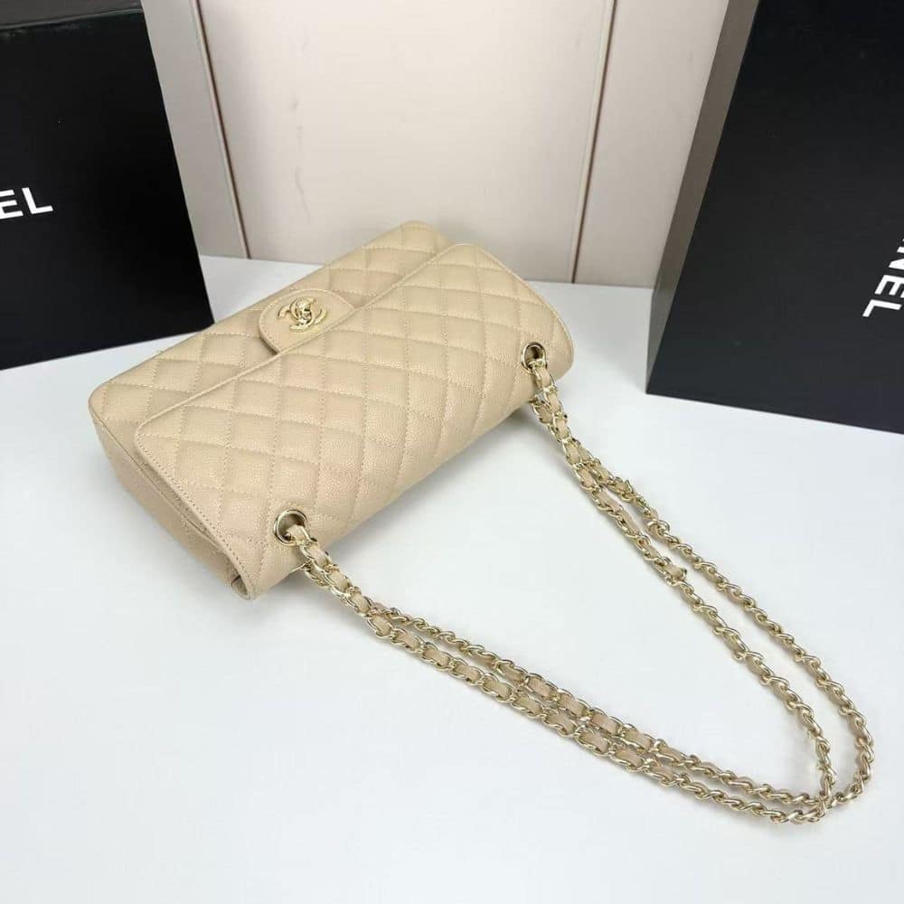 Chanel Classic Medium Double Flap Bag Beige 25cm A01113 Y04059 NZG77 - 画像 (5)