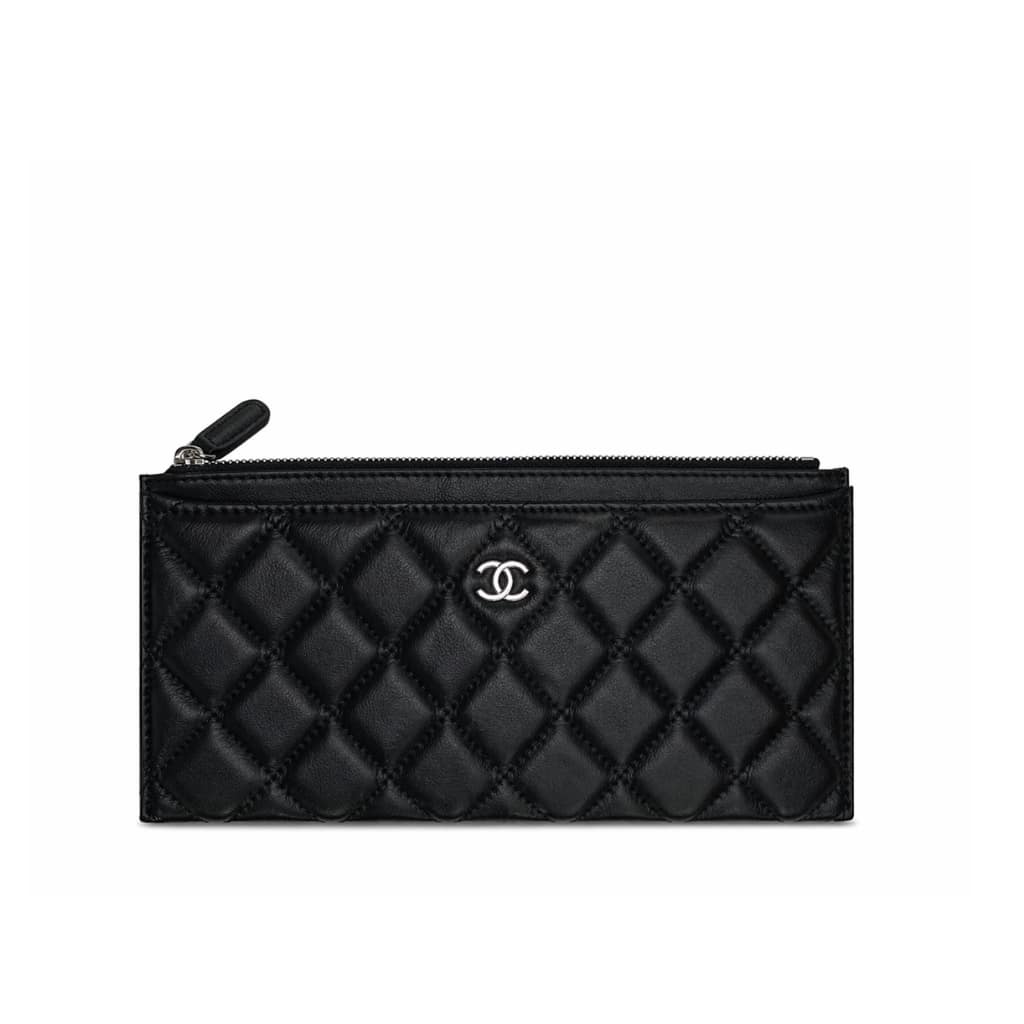 CHANEL シャネル マトラッセ クラシック ジップポーチ ウォレット ブラック 22cm