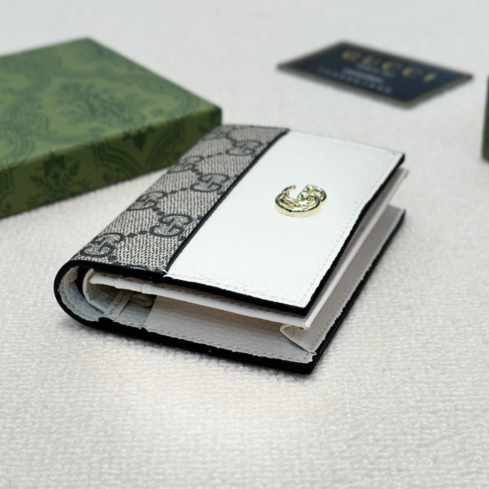 Gucci Bi Color Gg Marmont Small Wallet Beige And White 11cm 658610 17wag 9096 - 画像 (3)