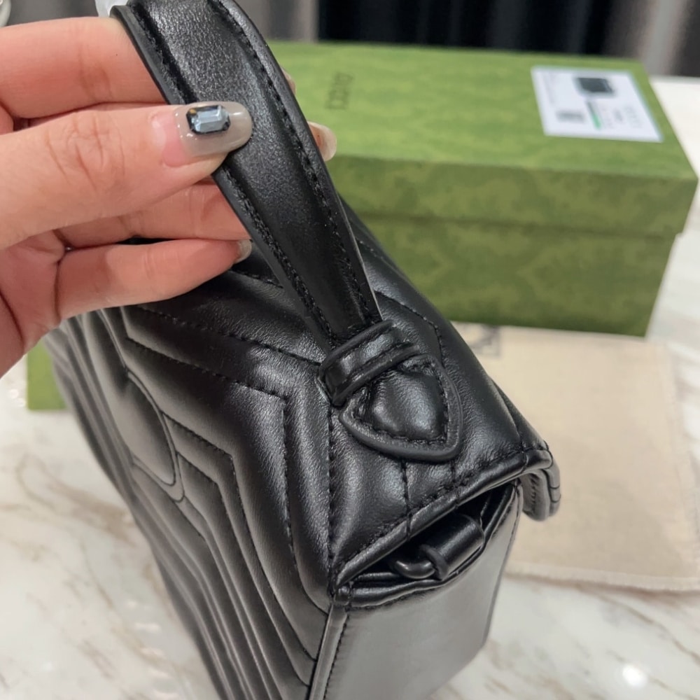 Gucci Gg Marmont Small Top Handle Bag Black 21Cm 702563 Dtdfv 1000 - 画像 (5)
