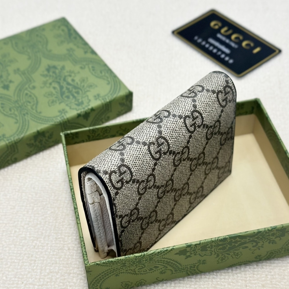 Gucci Bi Color Gg Marmont Small Wallet Beige And White 11cm 658610 17wag 9096 - 画像 (5)