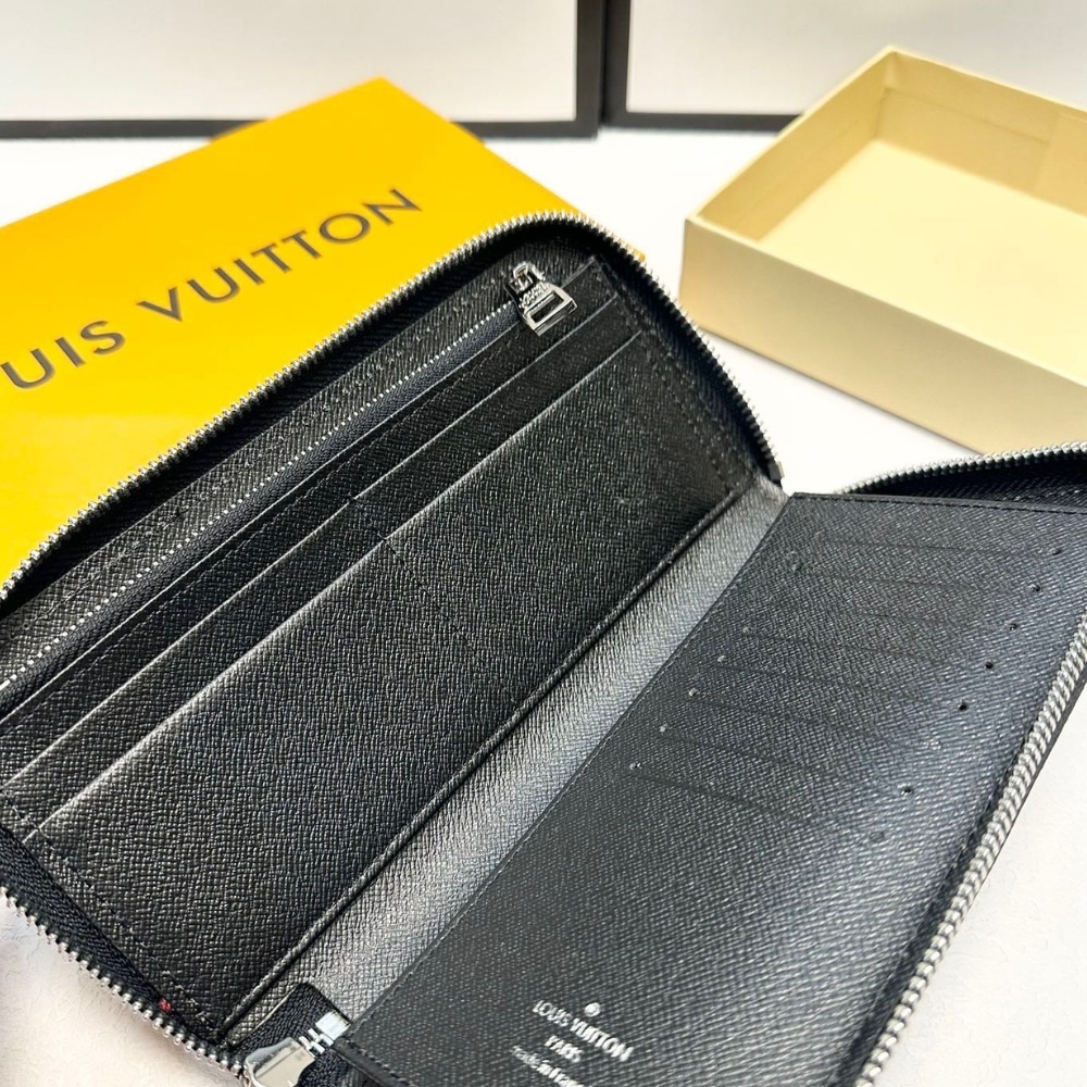 LOUIS VUITTON ルイ・ヴィトン ジッピー・ウォレット ダミエ・キャンバス ブラック 20cm 型番:N00056 - 画像 (8)
