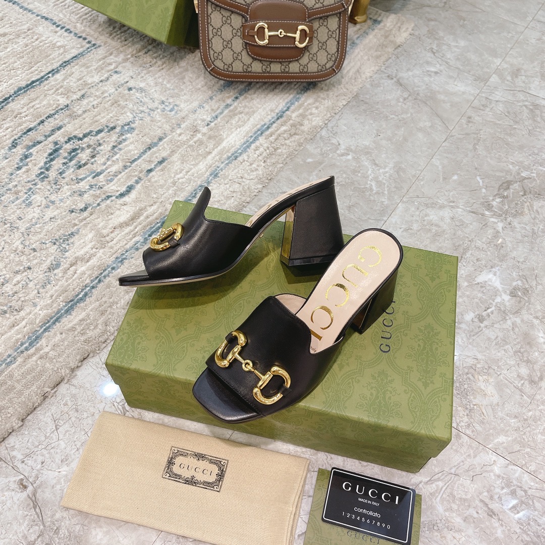 GUCCI グッチ ホースビット スライドサンダル ブラック 型番:655412 BKO00 1000 - 画像 (5)