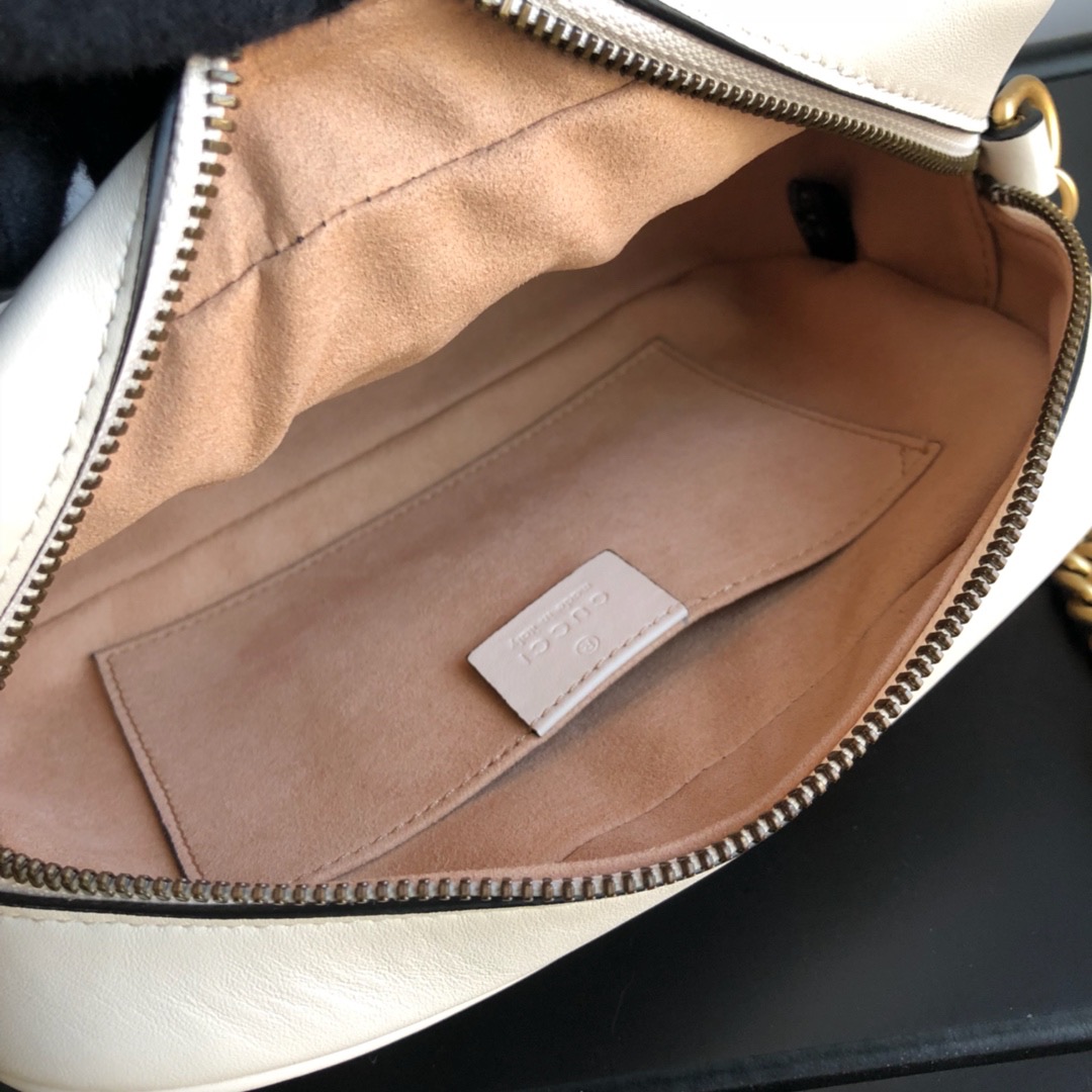 Gucci GG Marmont Small Matelassé Camera Bag White 24cm 447632 DTD1T 9022 - 画像 (4)