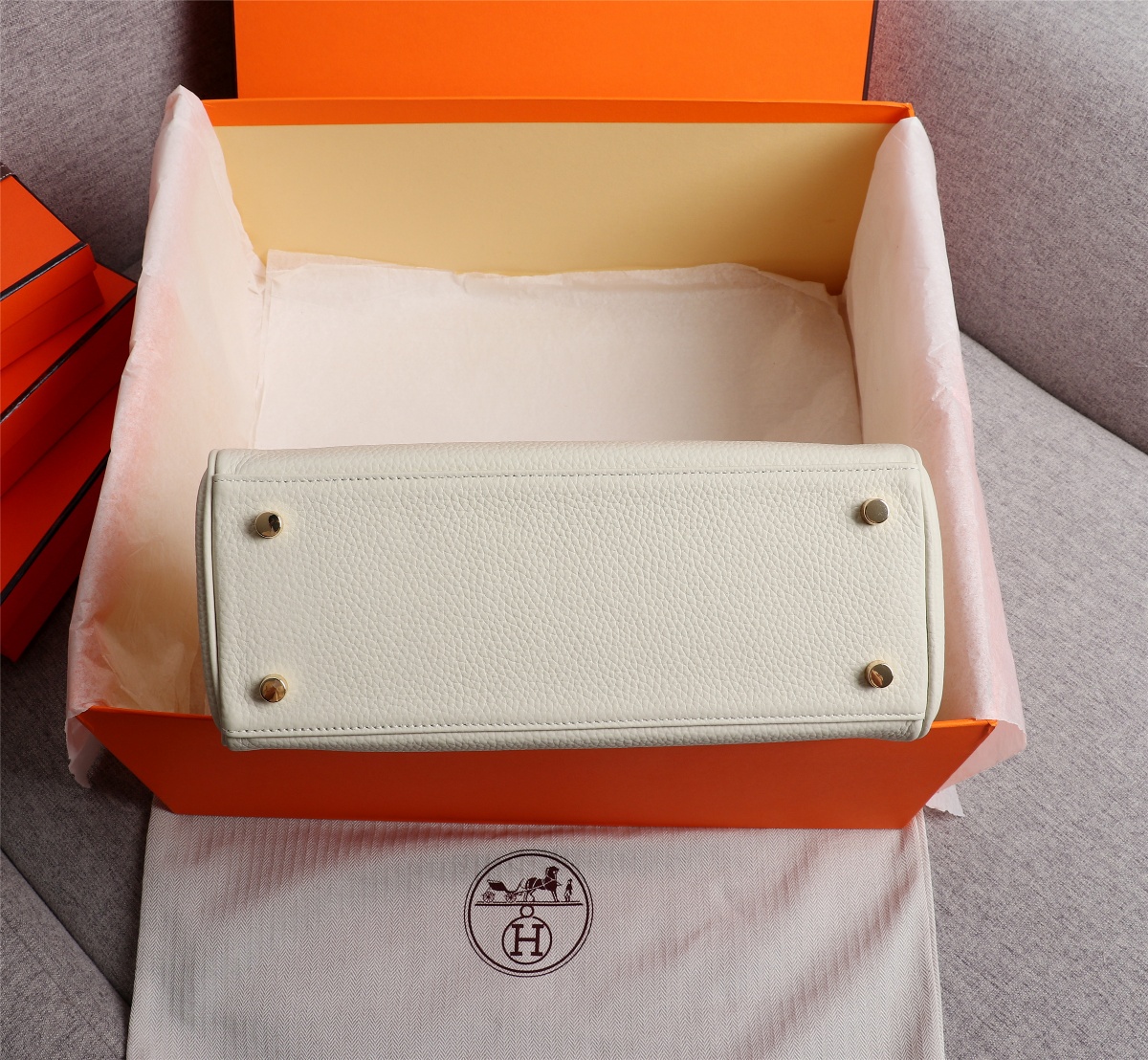 Hermes Kelly White Sellier Rouge Epsom Gold Hardware 25Cm - 画像 (5)