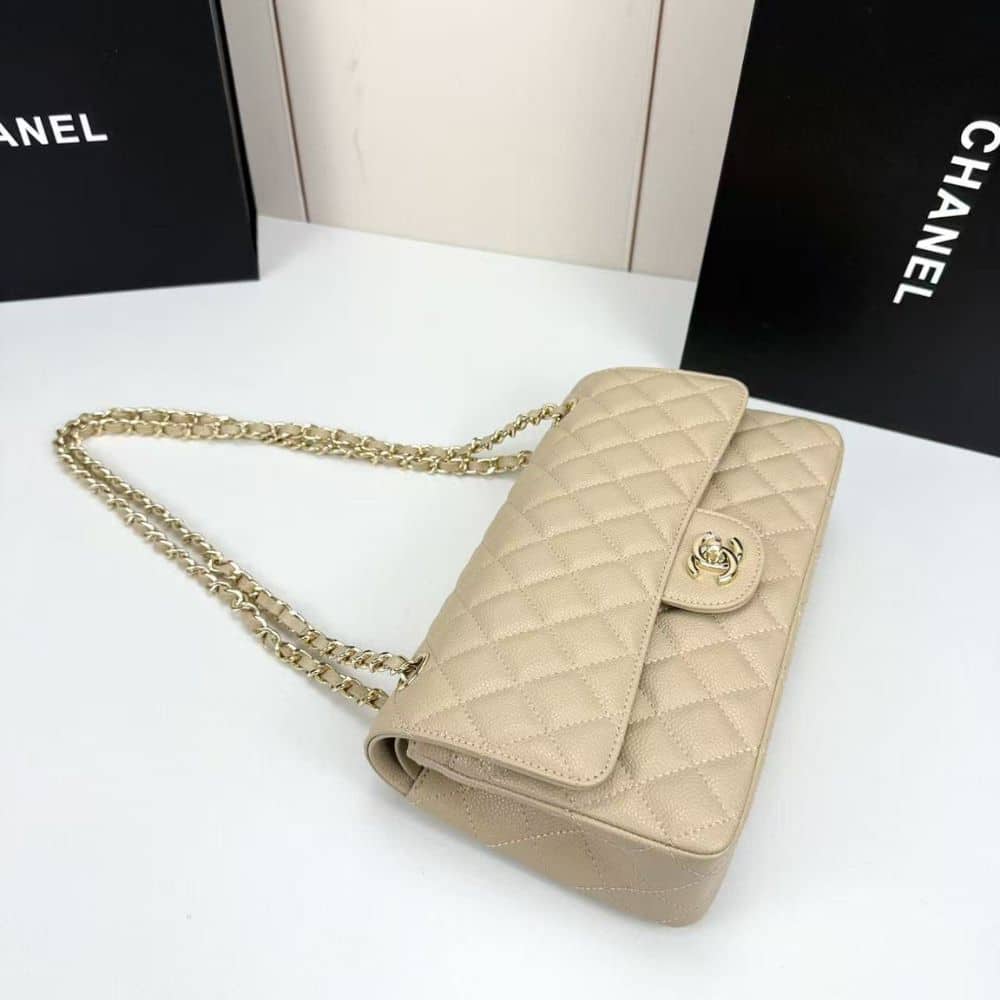Chanel Classic Medium Double Flap Bag Beige 25cm A01113 Y04059 NZG77 - 画像 (6)