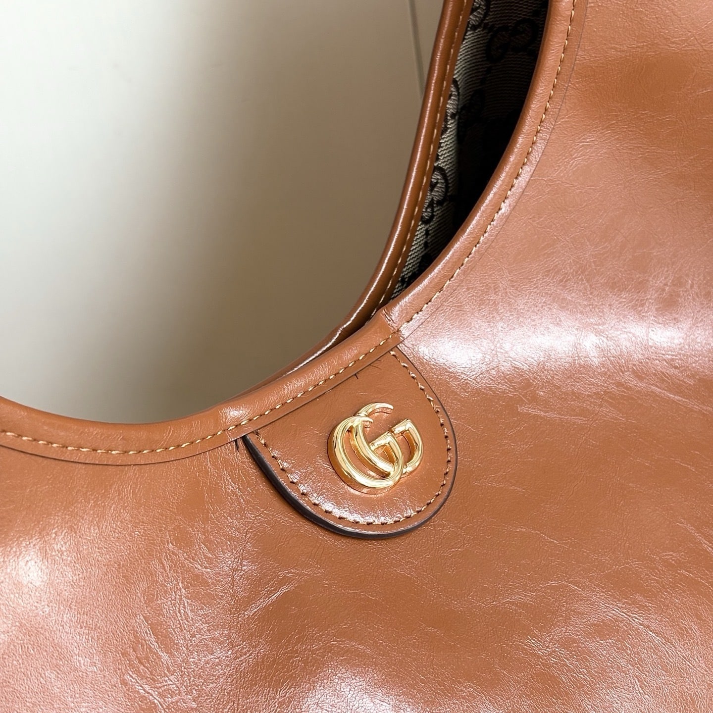 Gucci Giglio Large Tote Bag Dark Brown Leather 60Cm 853971 AAF2H 7645 - 画像 (7)