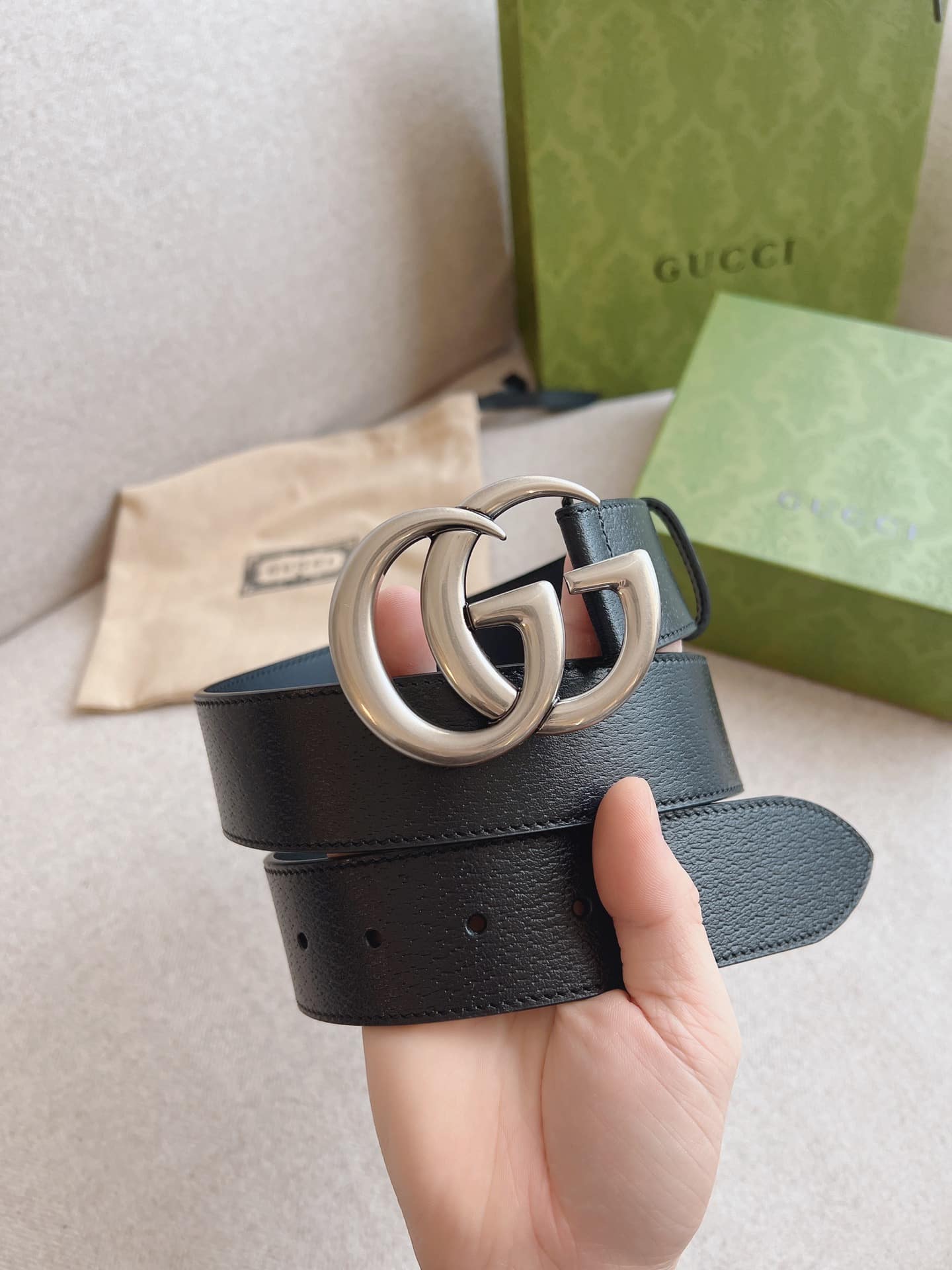 Gucci Mamon Gg Silver Logo Belt 4Cm - 画像 (5)