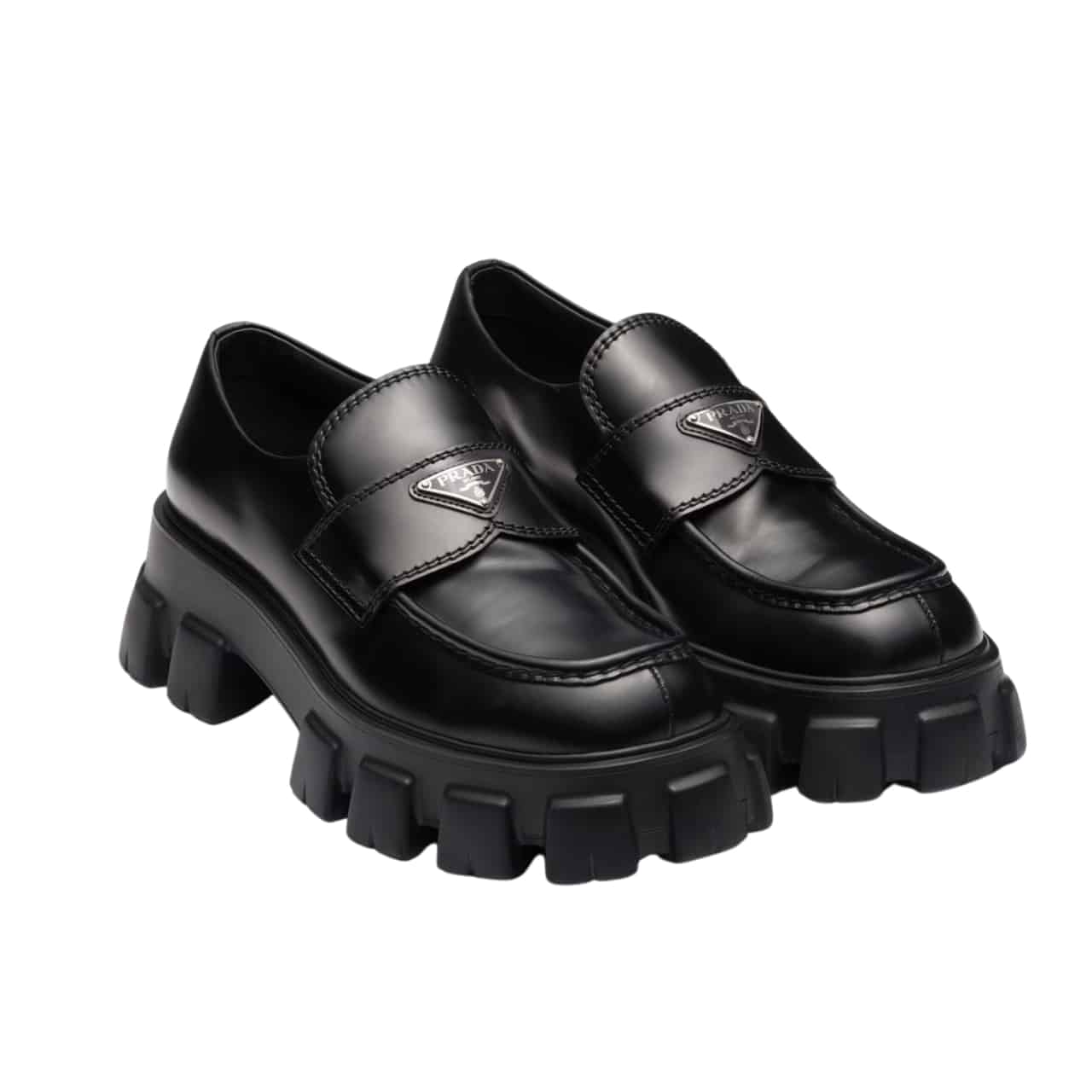 PRADA プラダ モノリス ブラッシュドレザー ローファー ブラック 型番：2DE129 B4L F0002