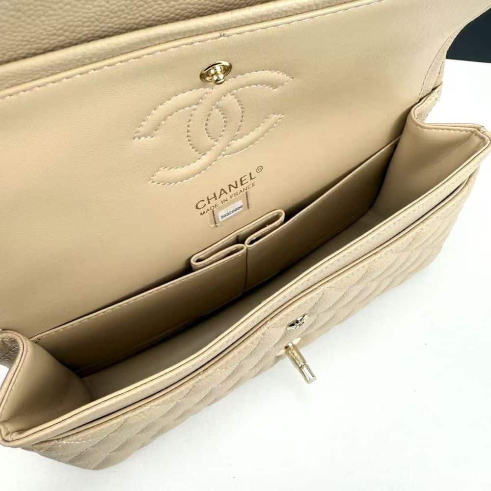 Chanel Classic Medium Double Flap Bag Beige 25cm A01113 Y04059 NZG77 - 画像 (7)