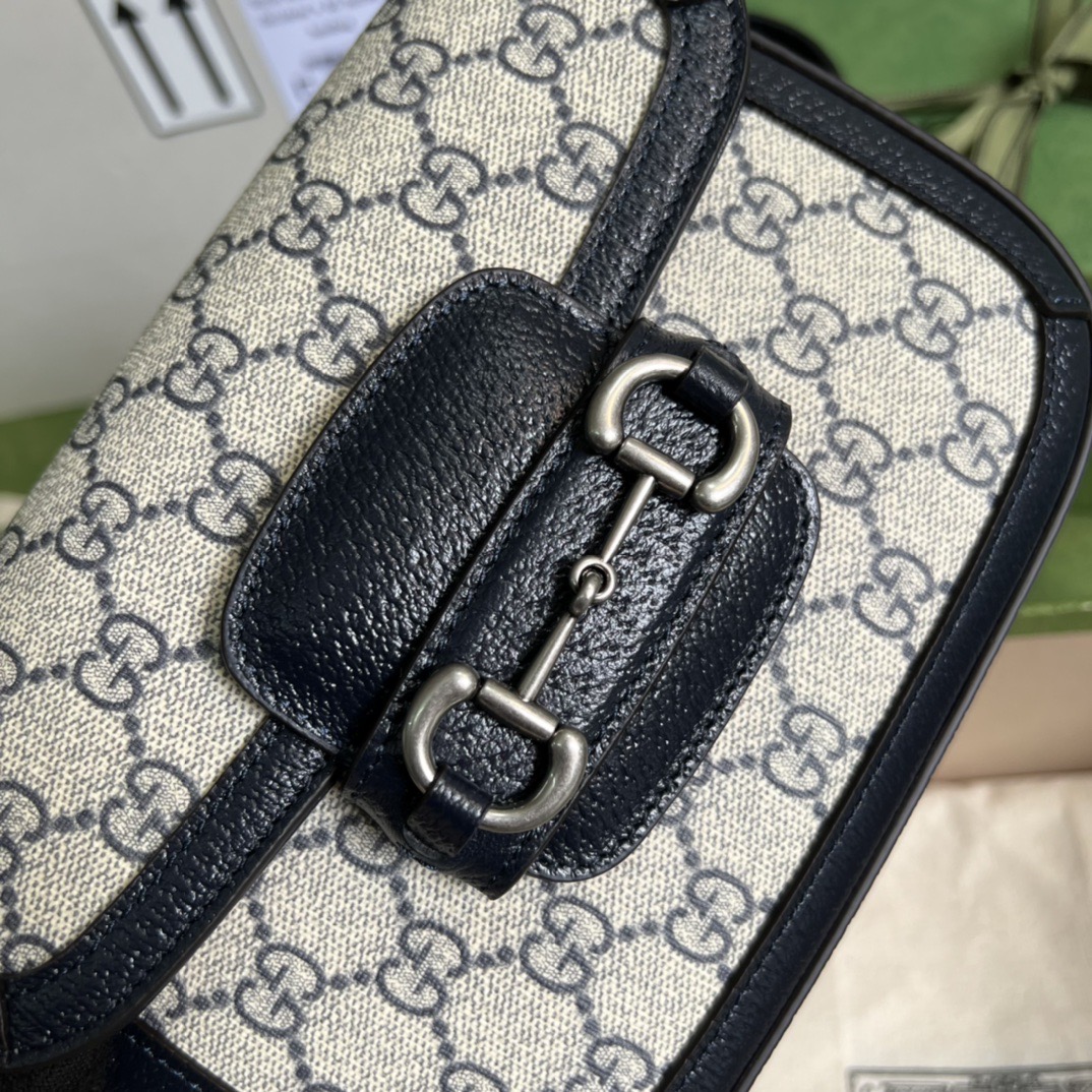Gucci ホースビット 1955 スモール ショルダーバッグ GG スプリーム キャンバス ネイビー ブルー 20cm 658574 96IWN 4076 - 画像 (3)