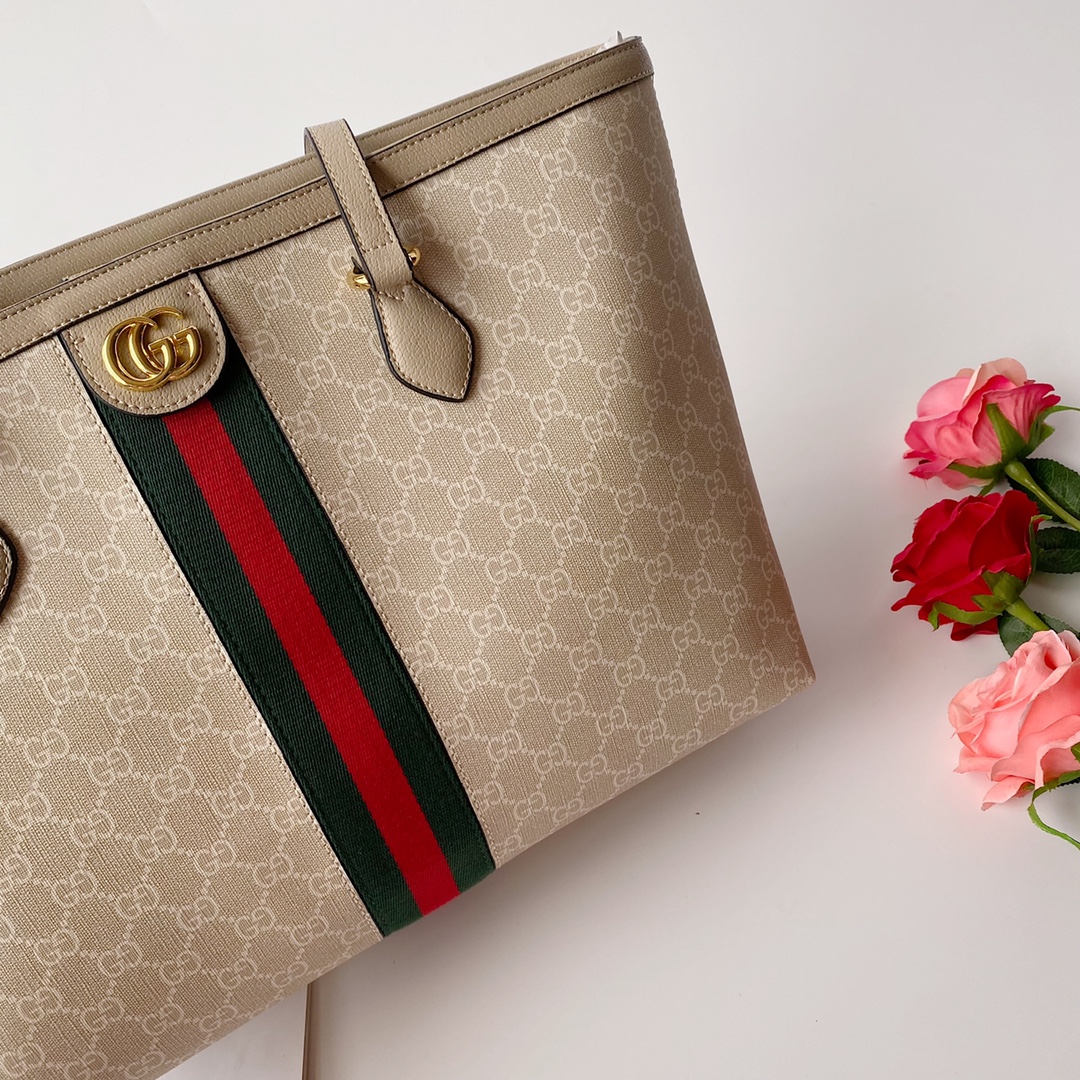 Gucci Ophidia Medium Tote Bag Beige And White 38Cm 631685 Uulag 9682 - 画像 (3)