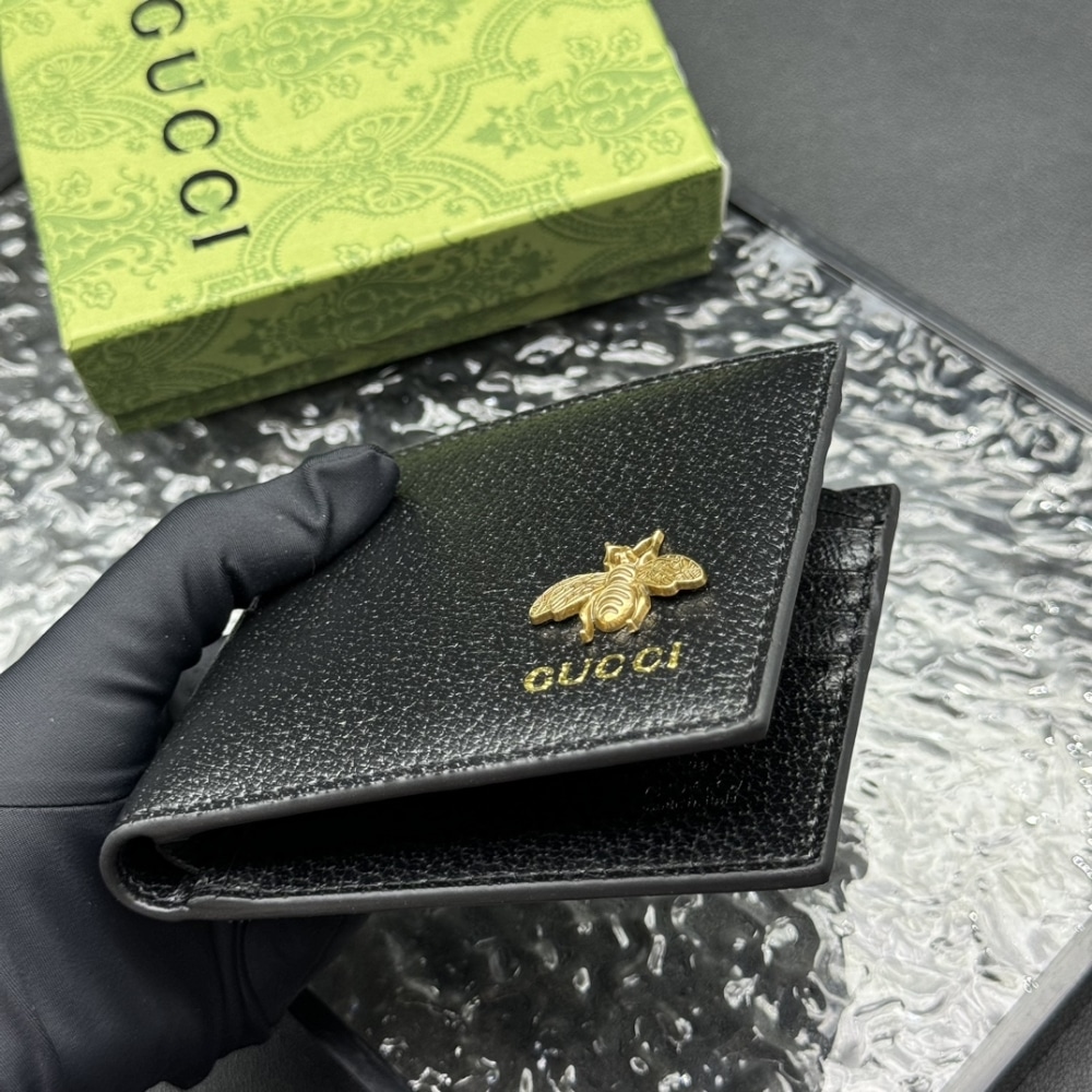 GUCCI グッチ アニマリエ レザー カードケース ブラック 10cm 型番:523685 DJ20T 1000 - 画像 (3)