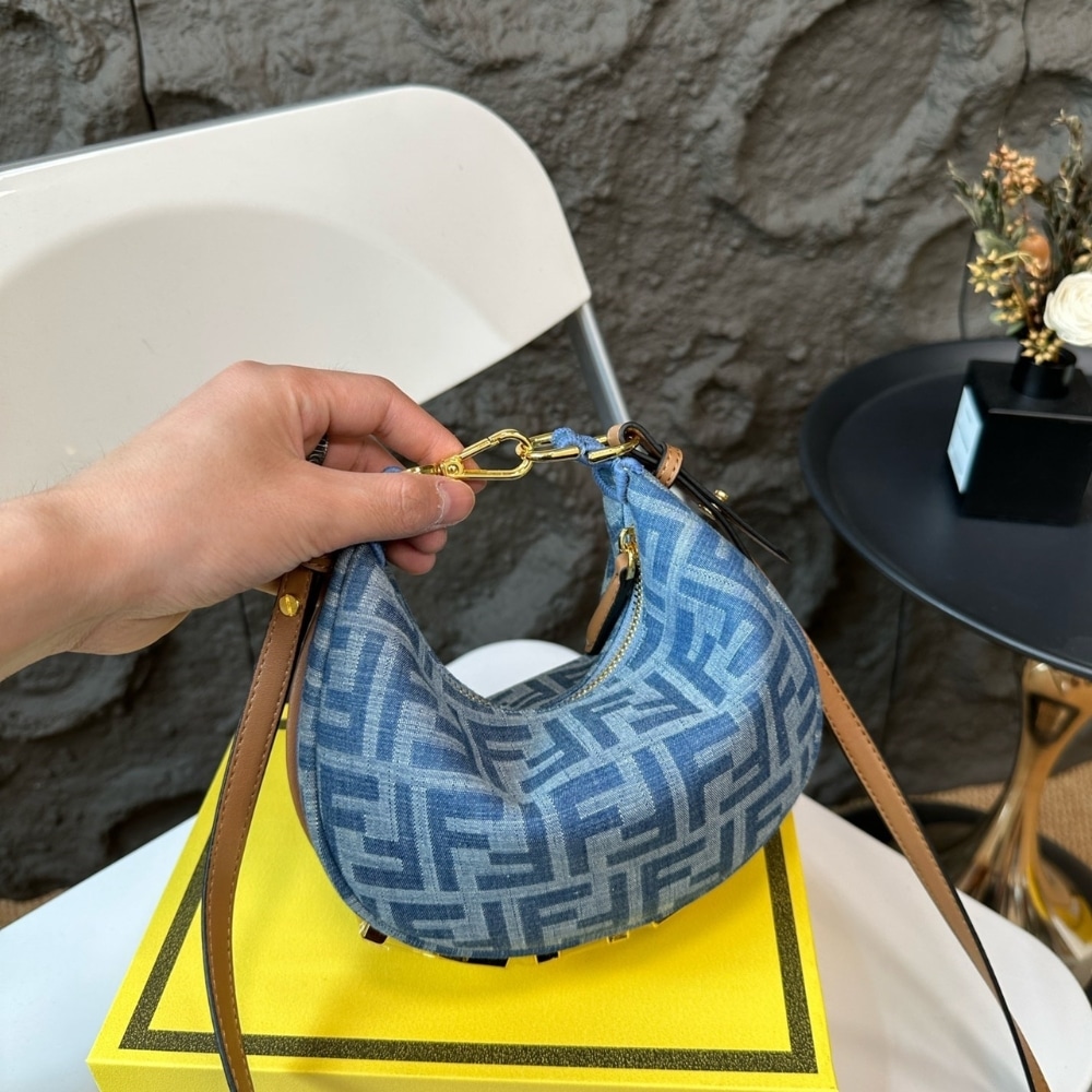 Fendi Fendigraphy Mini Bag FF Jacquard Fabric Denim Blue 20Cm 8BS081AS3FF1PLN - 画像 (2)