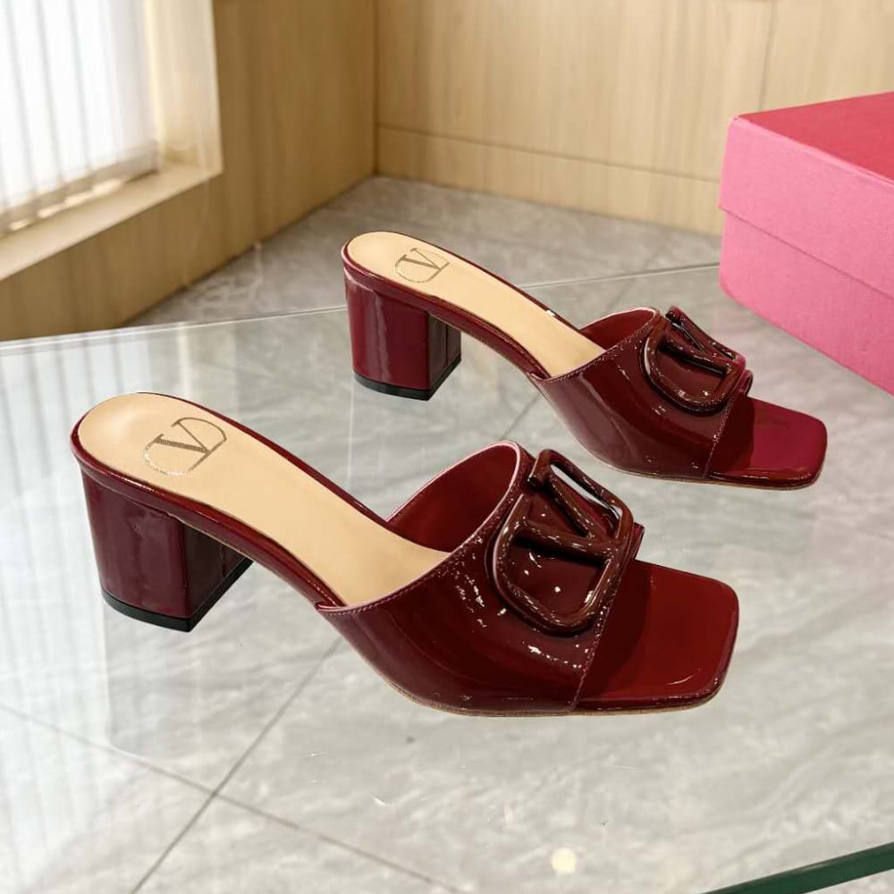 Valentino Vlogo Signature Slide Sandal Burgundy - 画像 (5)