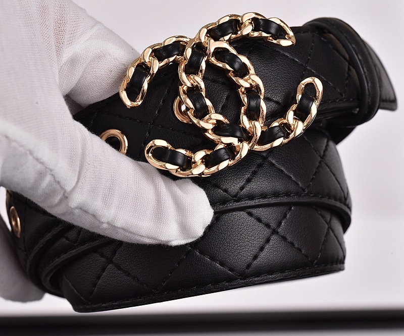 Chanel Cc Belt Gold Chain And Black Leather 28Mm - 画像 (5)