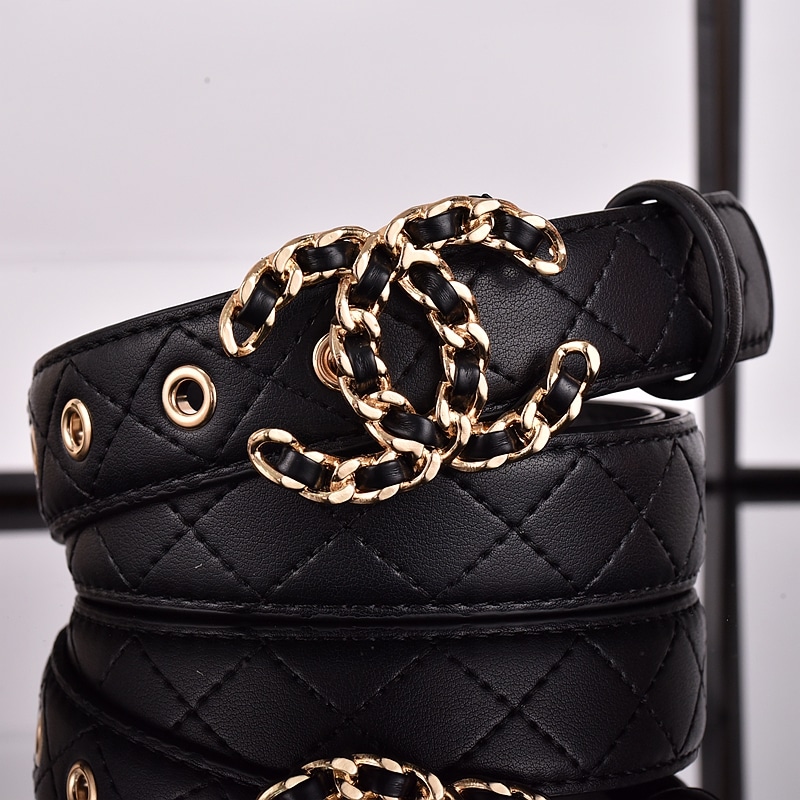 Chanel Cc Belt Gold Chain And Black Leather 28Mm - 画像 (4)