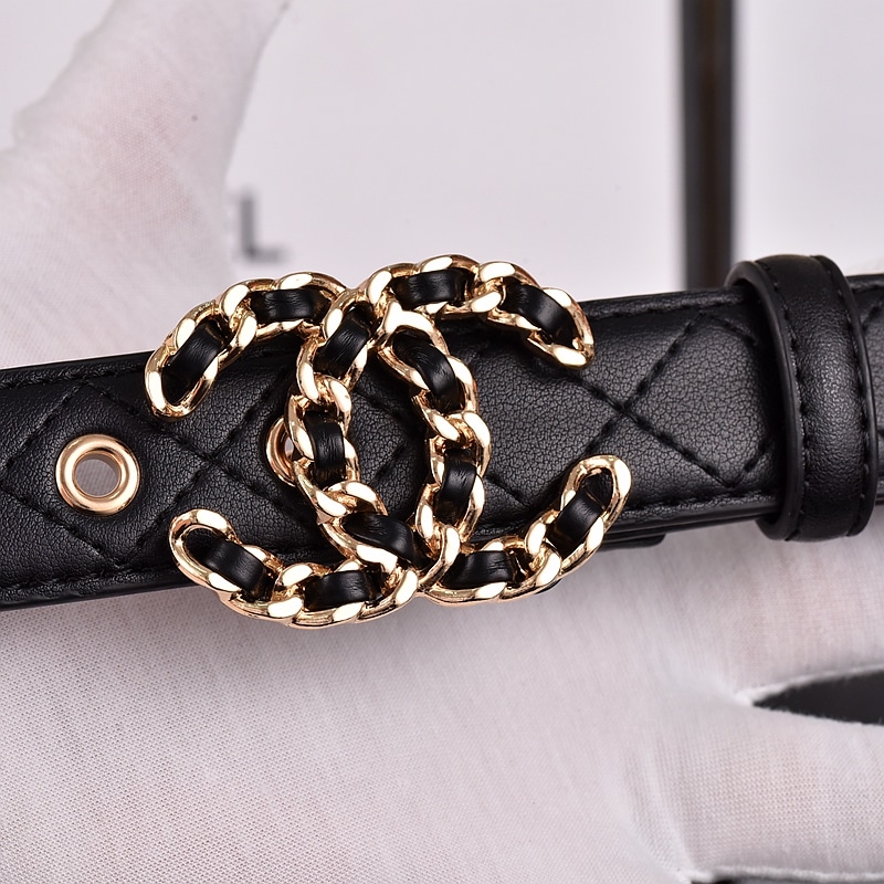 Chanel Cc Belt Gold Chain And Black Leather 28Mm - 画像 (3)
