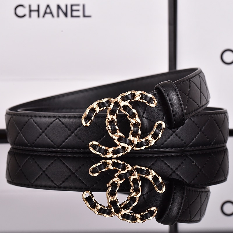 Chanel Cc Belt Gold Chain And Black Leather 28Mm - 画像 (2)