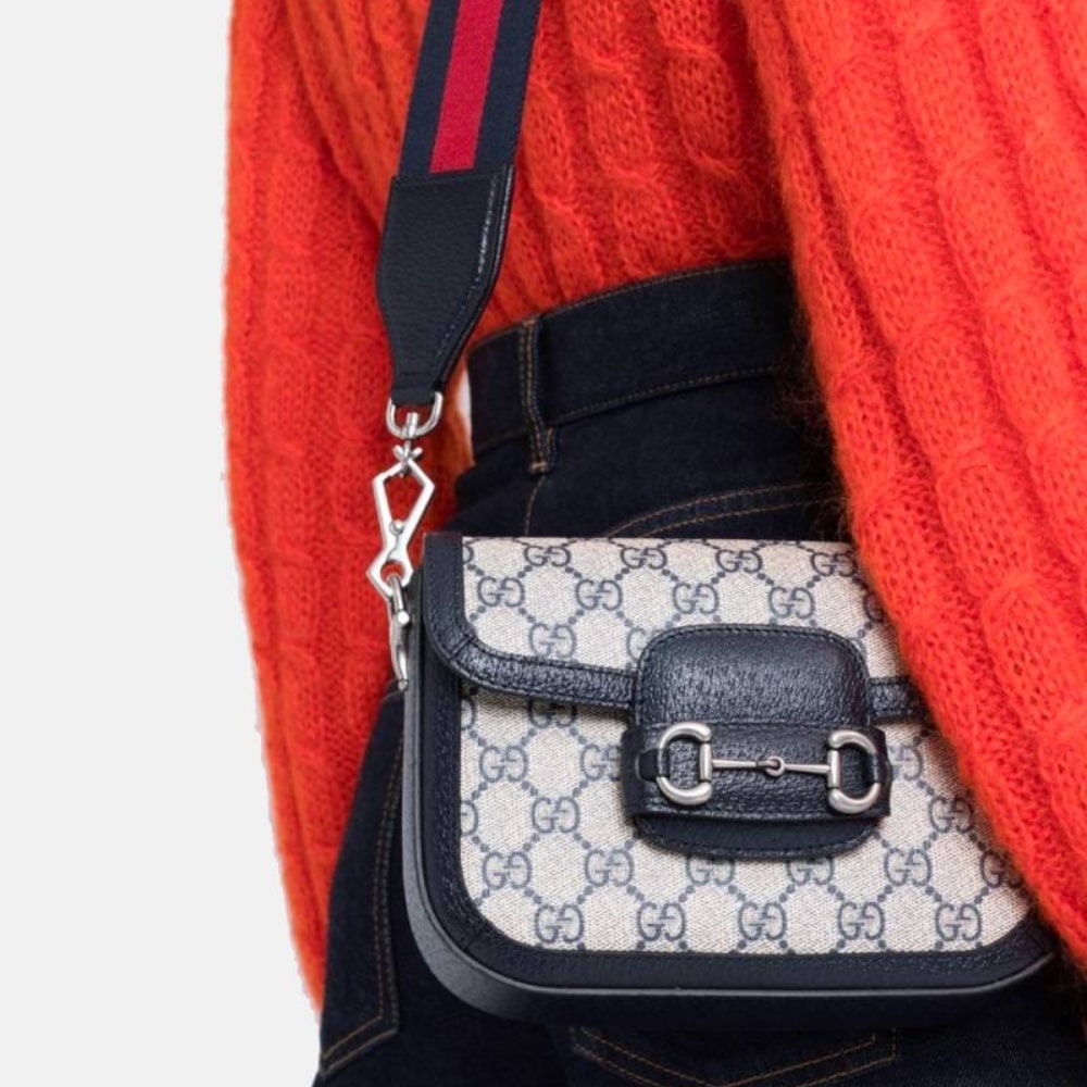 Gucci Horsebit 1955 Small Shoulder Bag GG Supreme Canvas Navy Blue 20cm 658574 96IWN 4076 - 画像 (7)