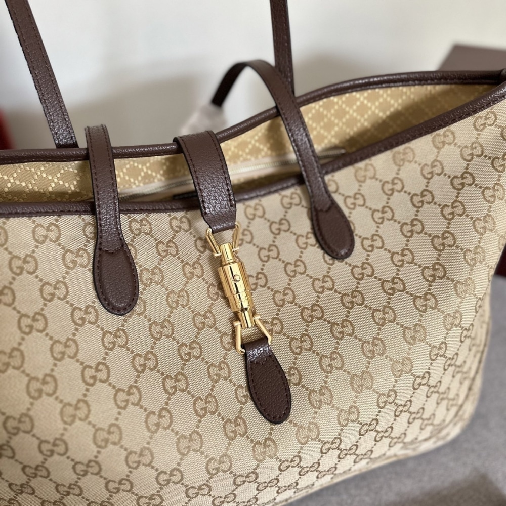 Gucci Jackie Large Tote Bag Sand And Dark Brown 45Cm 867014 FAFV2 9651 - 画像 (4)