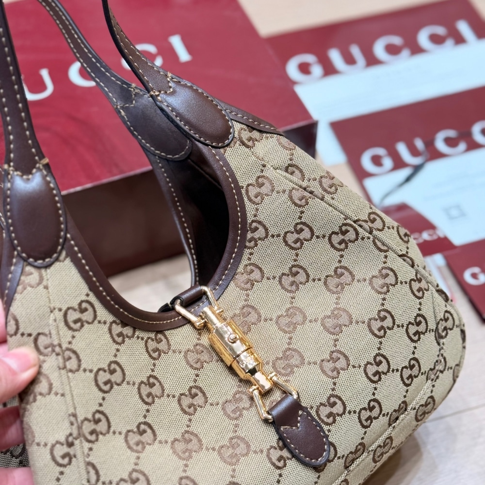 Gucci Mercato Small Tote Bag Sand And Brown GG Canvas 25cm 866646 FAFV2 9651 - 画像 (3)
