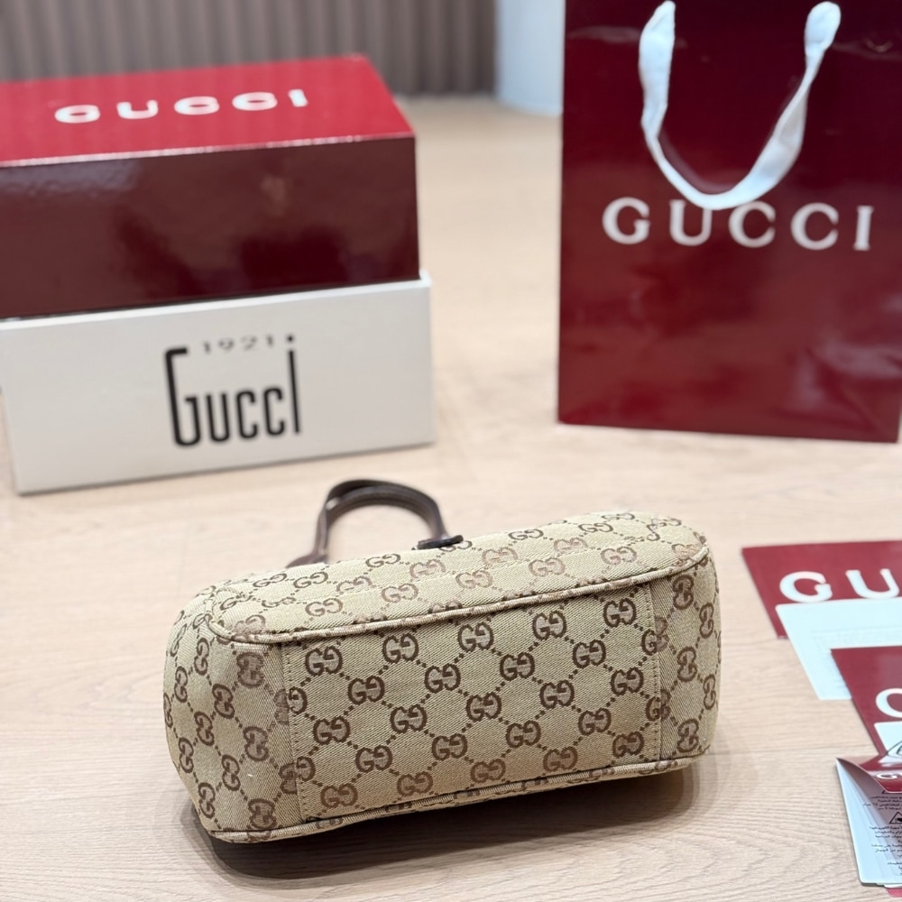 Gucci Mercato Small Tote Bag Sand And Brown GG Canvas 25cm 866646 FAFV2 9651 - 画像 (4)