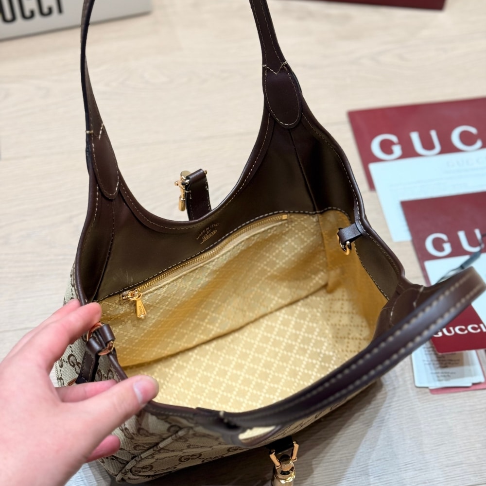 Gucci Mercato Small Tote Bag Sand And Brown GG Canvas 25cm 866646 FAFV2 9651 - 画像 (5)