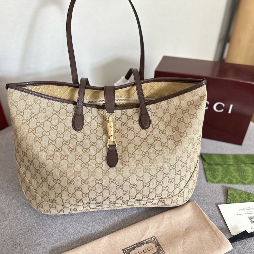Gucci Jackie Large Tote Bag Sand And Dark Brown 45Cm 867014 FAFV2 9651 - 画像 (3)