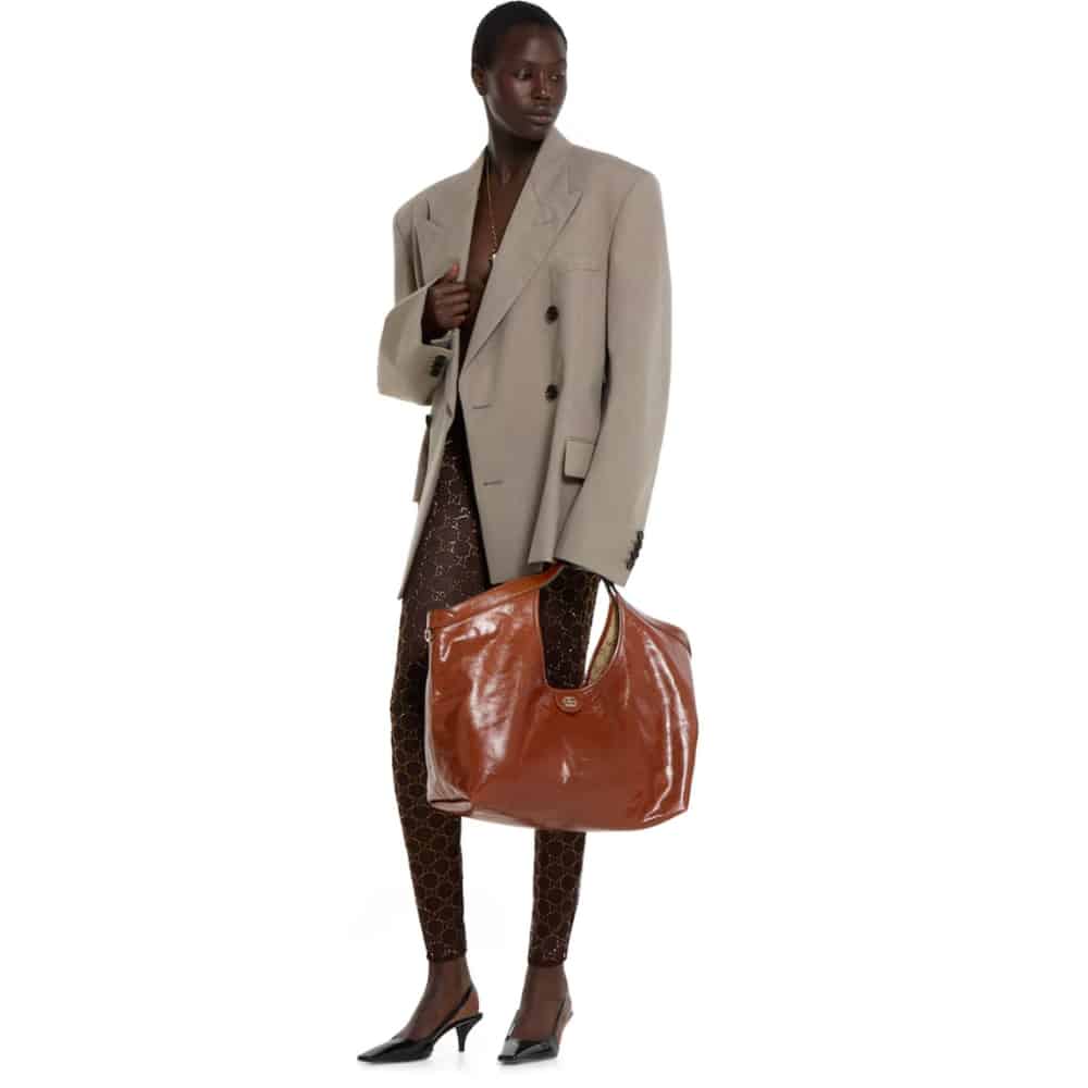 Gucci Giglio Large Tote Bag Dark Brown Leather 60Cm 853971 AAF2H 7645 - 画像 (10)