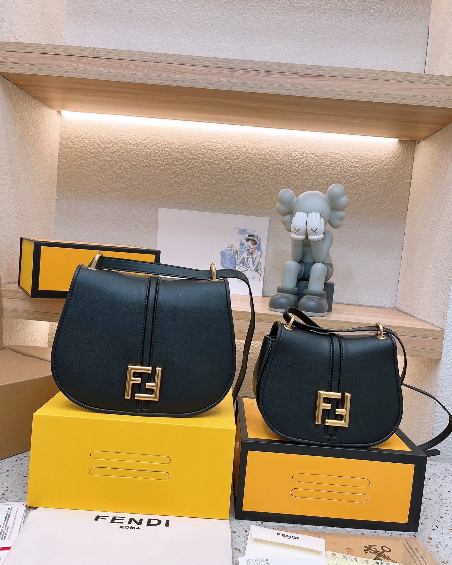 Fendi C’Mon Medium Black Smooth And Full Grain Leather Bag 25Cm 8Bt366Aq0Kf04Tx - 画像 (2)