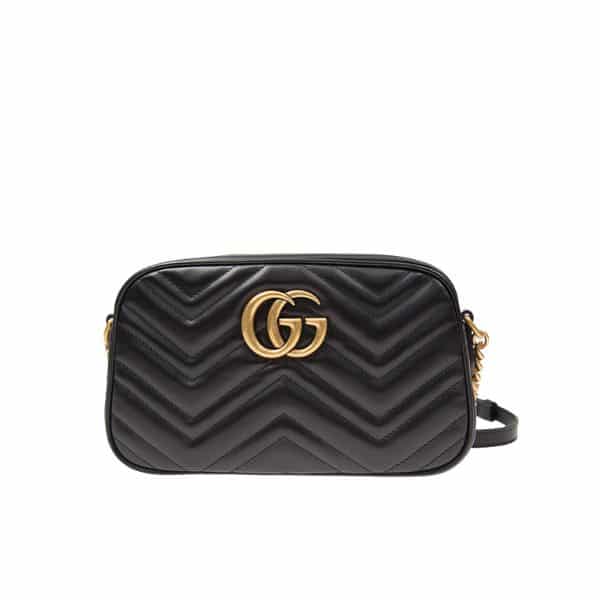Gucci マーモント スモール マトラッセ ショルダーバッグ ブラック 24cm 447632 DTD1T 1000
