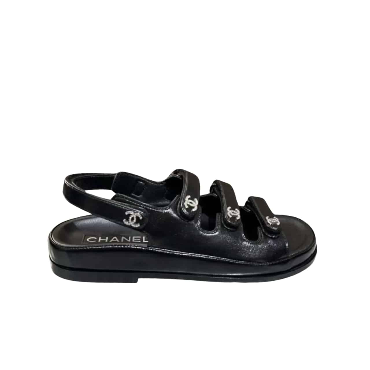 CHANEL シャネル 3連ベルクロストラップ サンダル ブラック レディース G45628 B16403 94305