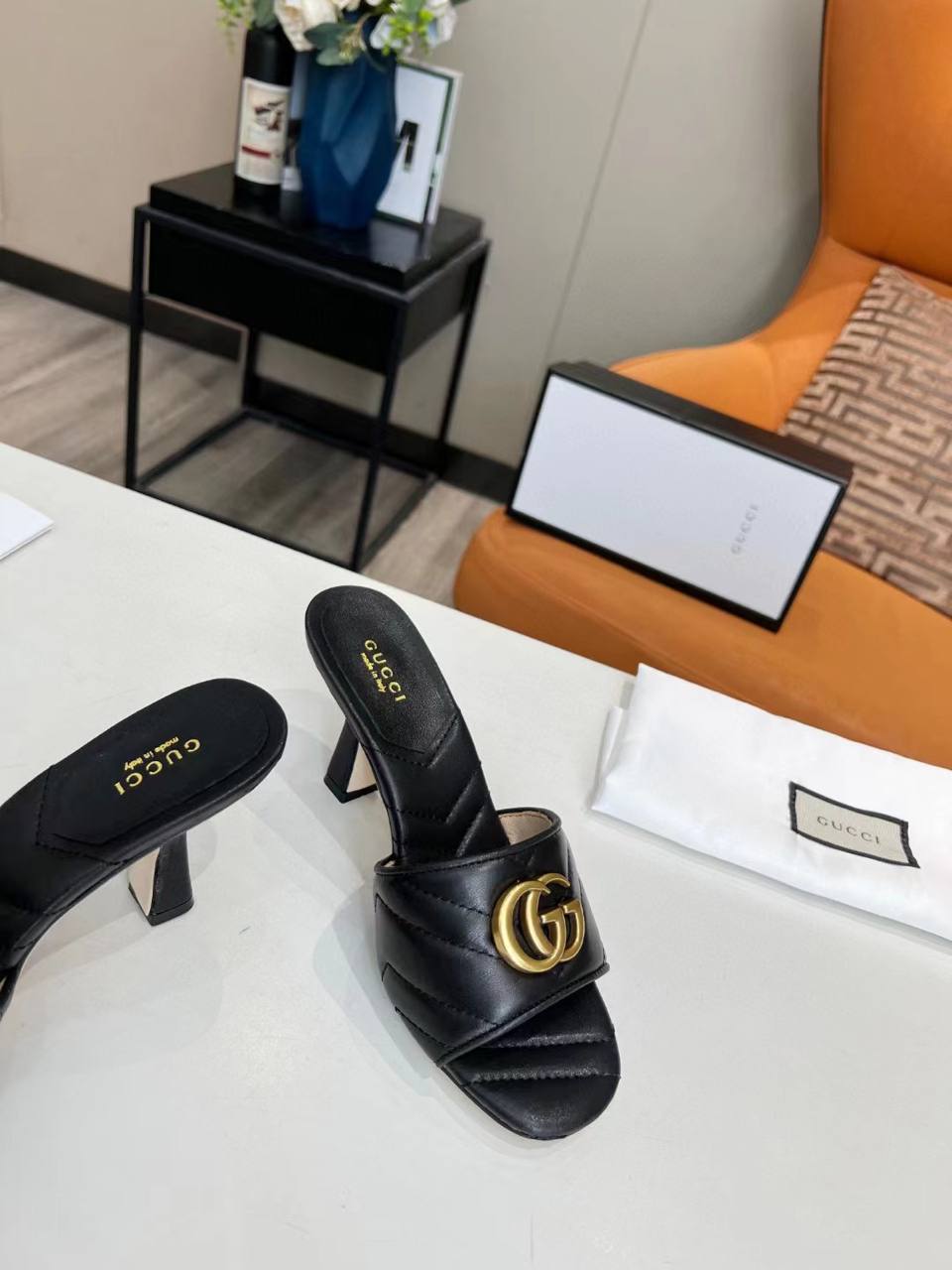 GUCCI グッチ マーモント ダブルG スライドサンダル ブラック 674839 BKO00 1000 - 画像 (7)