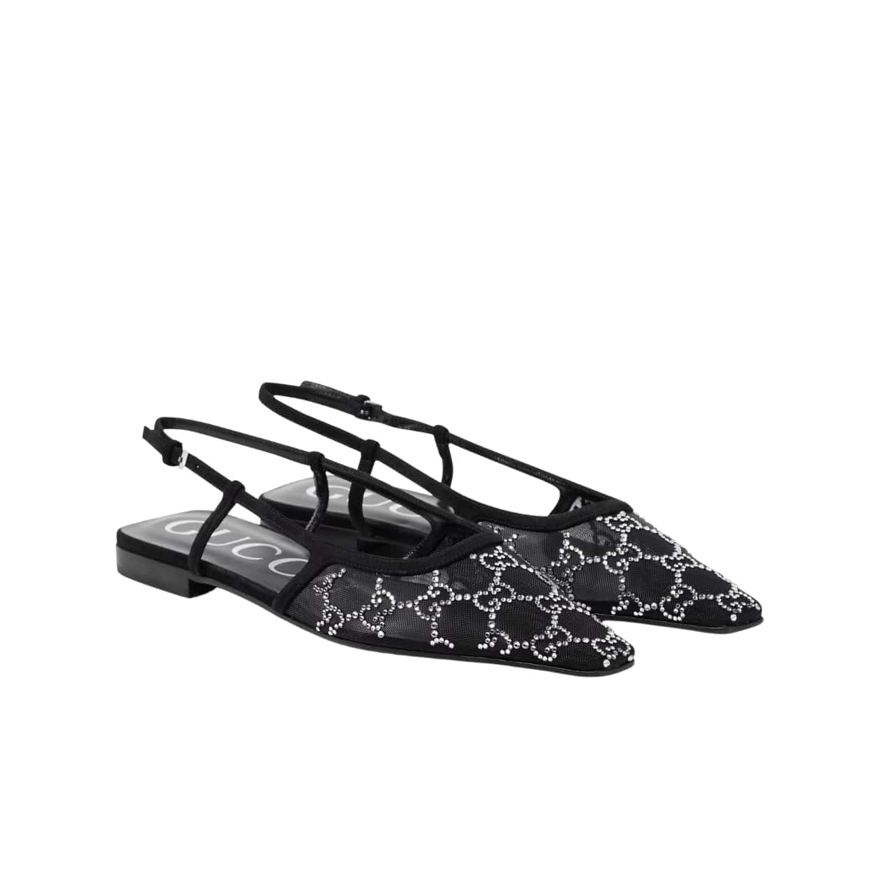 GUCCI グッチ GGロゴ スリングバック フラットパンプス ブラック