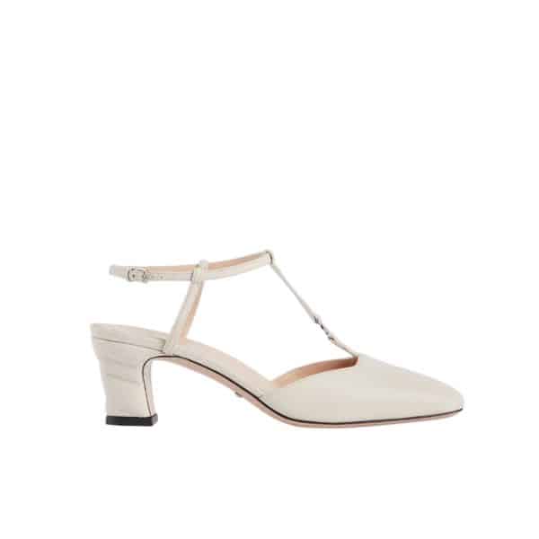 GUCCI グッチ プチGG スリングバック レザー パンプス ホワイト 型番：723446 BKO00 9049
