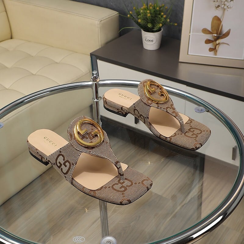 Gucci Blondie Thong Canvas Sandals Ebony Brown 752659 9I650 9769 - 画像 (3)