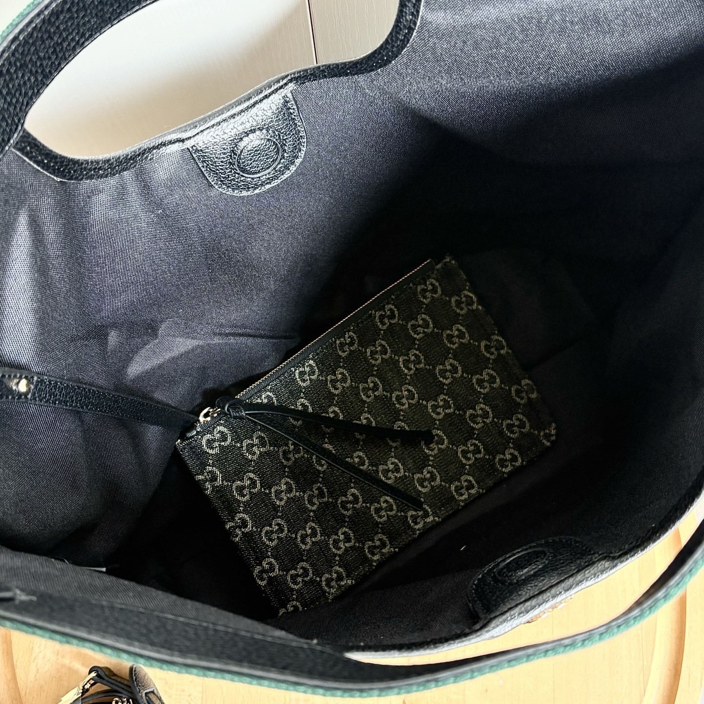 Gucci Giglio Large Tote Bag Black And White GG Denim 39Cm 865452 UN3AG 1099 - 画像 (7)
