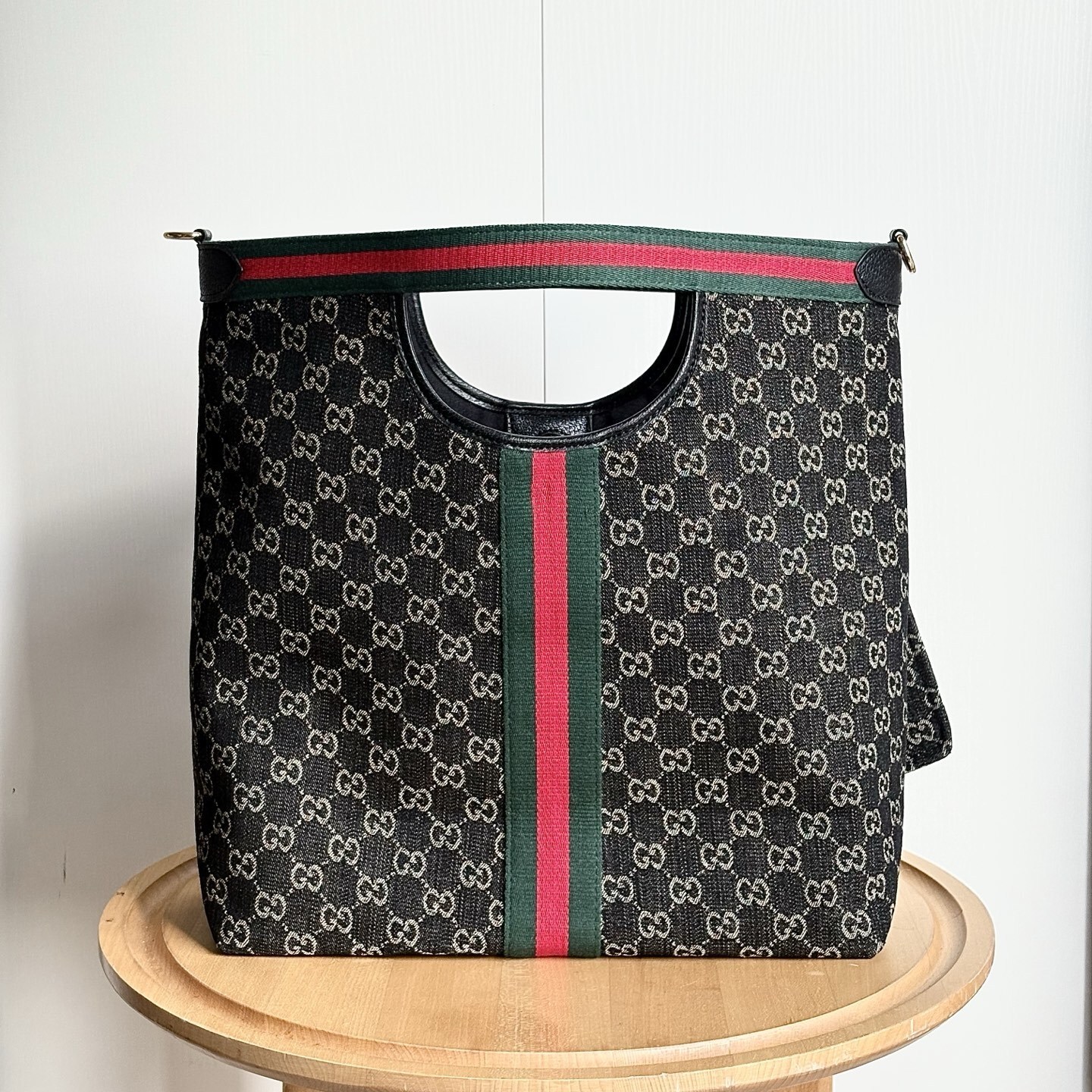 Gucci Giglio Large Tote Bag Black And White GG Denim 39Cm 865452 UN3AG 1099 - 画像 (6)