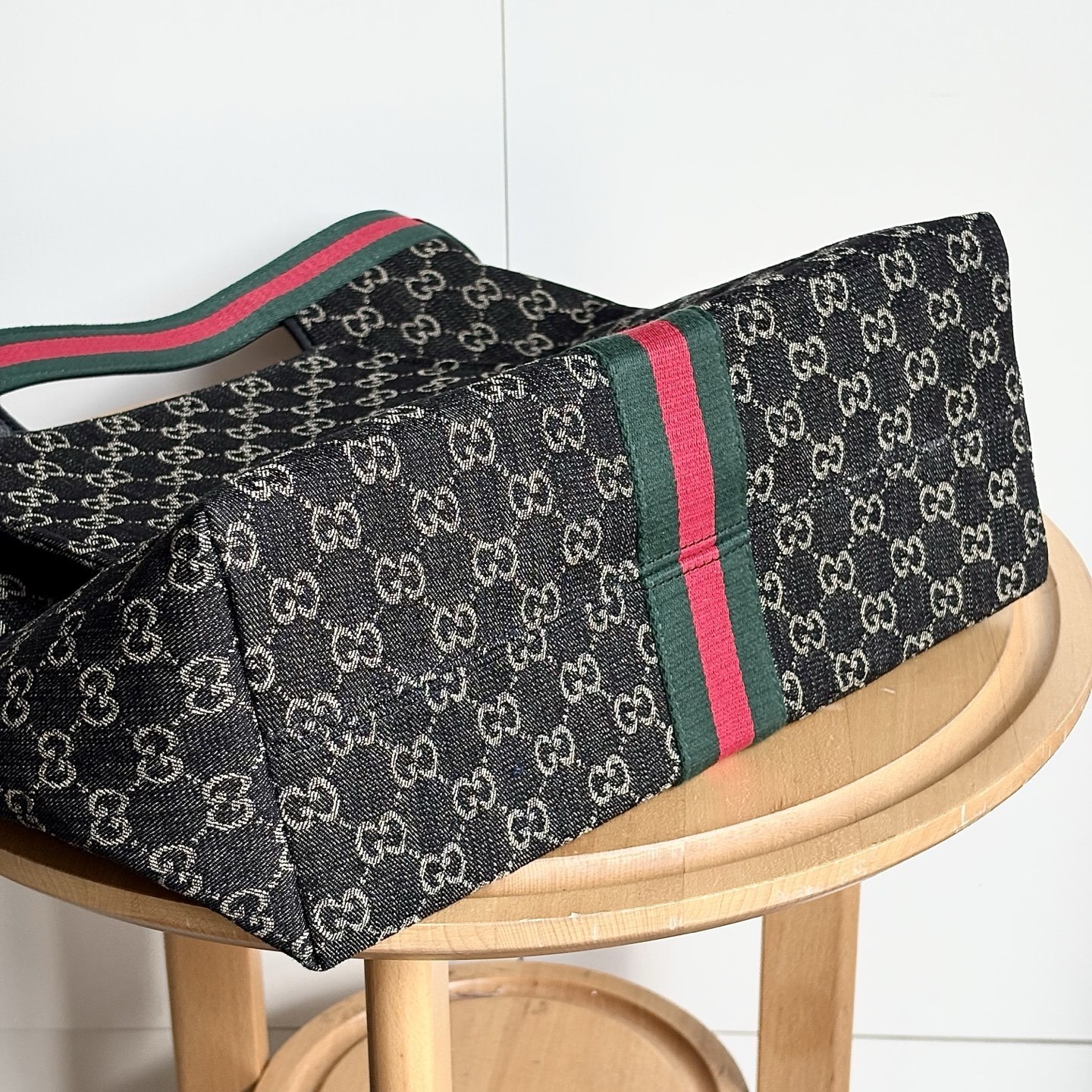 Gucci Giglio Large Tote Bag Black And White GG Denim 39Cm 865452 UN3AG 1099 - 画像 (5)