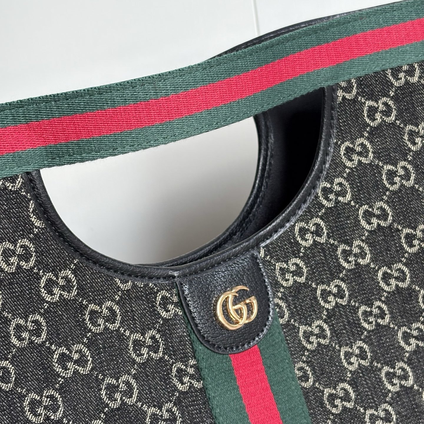 Gucci Giglio Large Tote Bag Black And White GG Denim 39Cm 865452 UN3AG 1099 - 画像 (4)