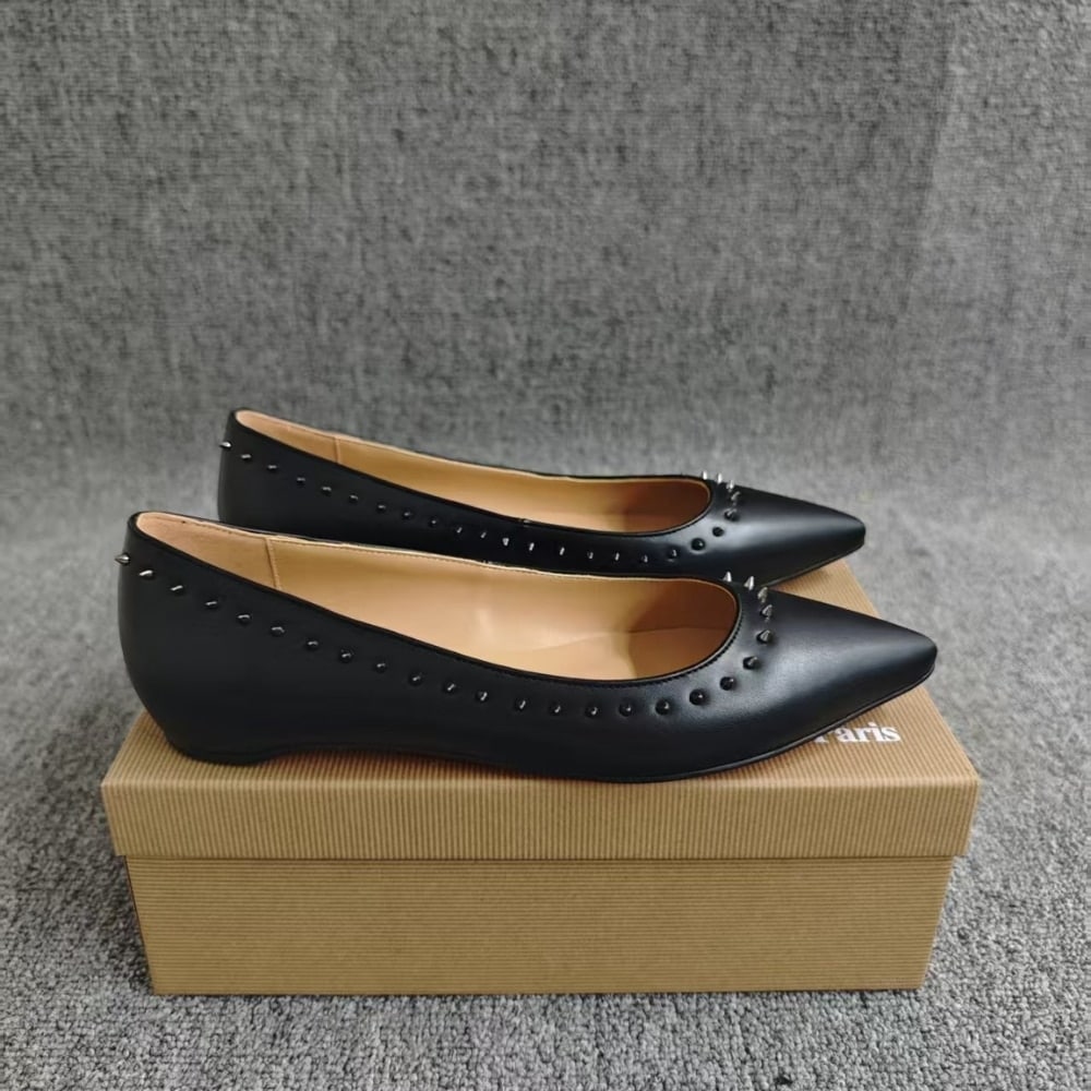 Christian Louboutin クリスチャン ルブタン アンジェリーナ フラットシューズ スタッズ ブラック 型番:3151261B142 - 画像 (5)