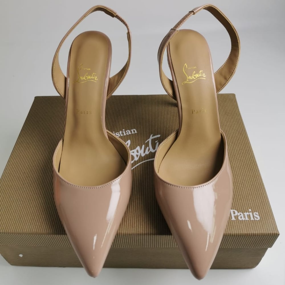 Christian Louboutin Apostropha Sling 80 Nappa Leather Beige 1240830N295 - 画像 (3)
