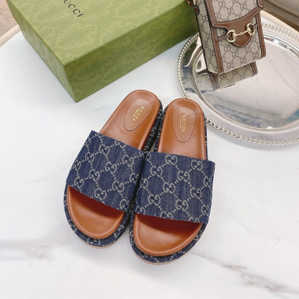 GUCCI グッチ レディース プラットフォーム スライドサンダル GGデニム ブルー 623212 2KQ00 4402 - 画像 (2)