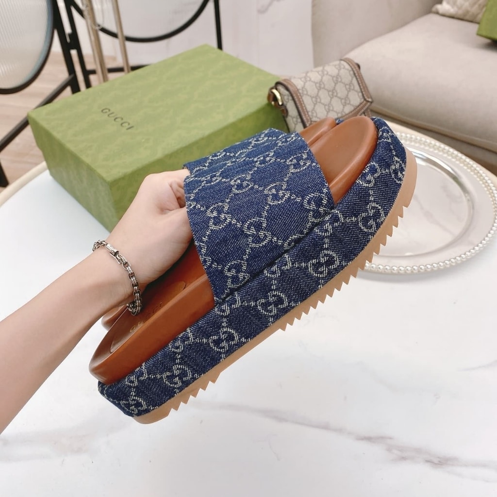GUCCI グッチ レディース プラットフォーム スライドサンダル GGデニム ブルー 623212 2KQ00 4402 - 画像 (5)