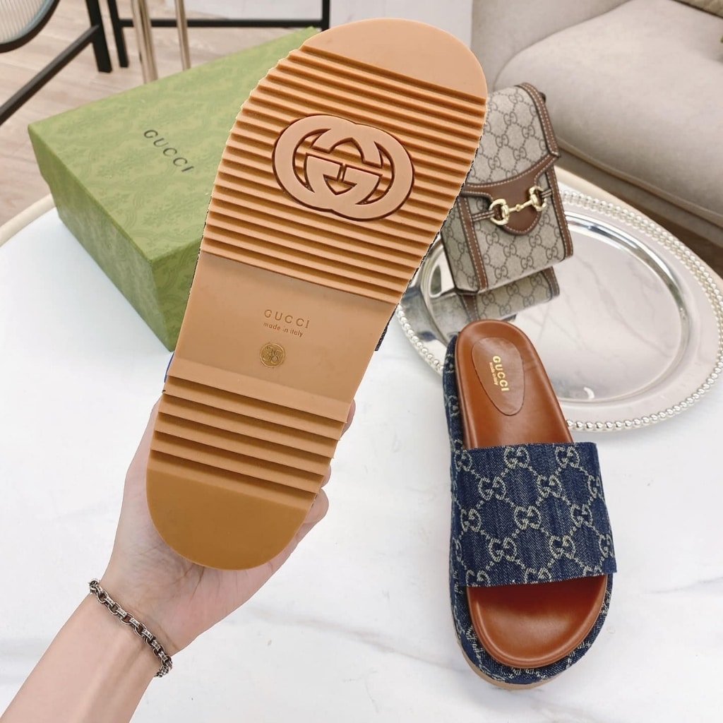 GUCCI グッチ レディース プラットフォーム スライドサンダル GGデニム ブルー 623212 2KQ00 4402 - 画像 (6)